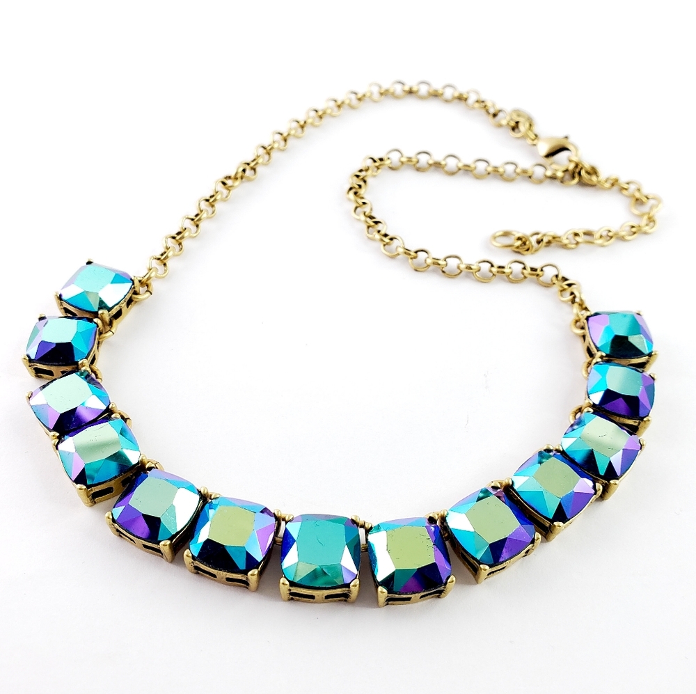 J. Crew Statement Necklace Blue Aurora Borealis